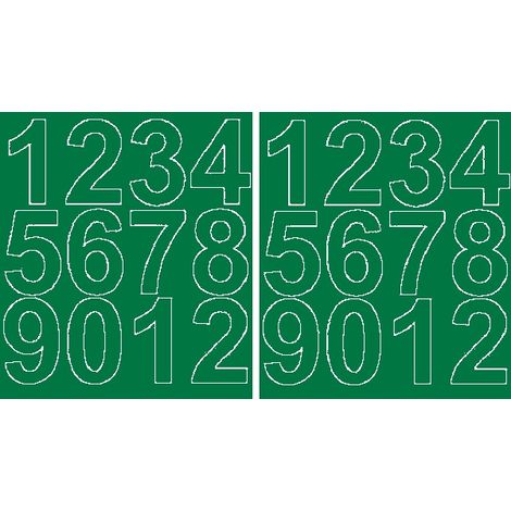 Números adhesivos de 7 cm, color verde mate.