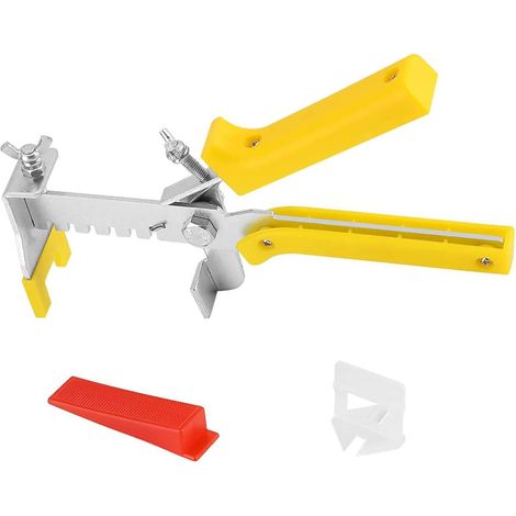 Lot de 400 cales, système de nivellement de carrelage, 300 clips de 2 mm, 100 cales réutilisables, une pince portable pour la construction de murs et de sols (1/5)