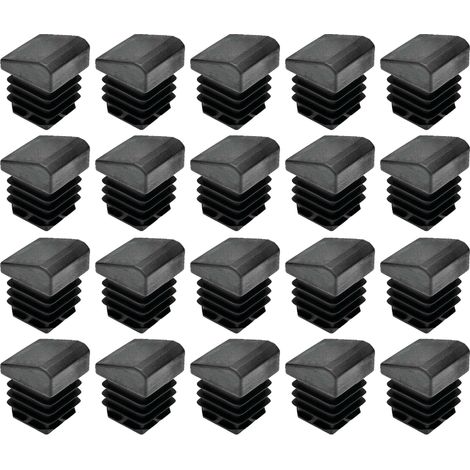 Cyclingcolors – Lot de 20 embouts de tube rentrant carré inclinés – Antidérapants en PELD – Dimensions 25 x 25mm – Protection pour pieds de meubles et chaises