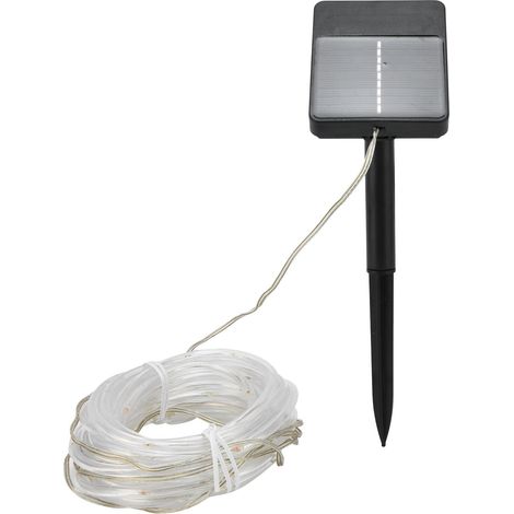 Guirlande lumineuse solaire 7 m, 50 LED, tube solaire étanche pour extérieur, éclairage décoratif de jardin, lumière blanche (1/5)