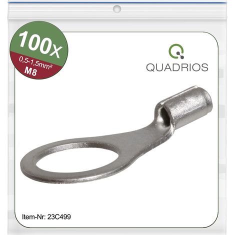 Quadrios 23C499 Ringkabelschuh  Querschnitt (max.)=1.5 mm² Loch-Ø=8.5 mm Unisoliert  100 St.