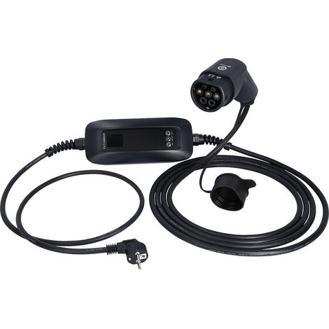 KS Tools efuturo mobile Ladestation mit Typ 2 Ladekabel, 1 Phase, bis zu 3,7 kW, bis zu 16 A, 230 V, Mode 2, LCD Display, Schuko-Stecker (1/2)