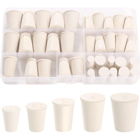 35 Pièces 5 Tailles Bouchons en Caoutchouc Solide Kit, Forme Conique Bouchon en Caoutchouc, Laboratoire Bouchons en Caoutchouc, pour Sceller Les Bouteilles de Ballons (000 - 2) (1/5)