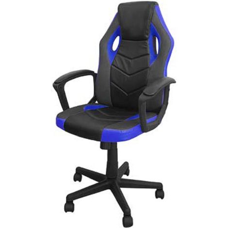 Poltrona Gaming mod. Rally colore nero e blu 54x62x104 ecopelle pistone gas