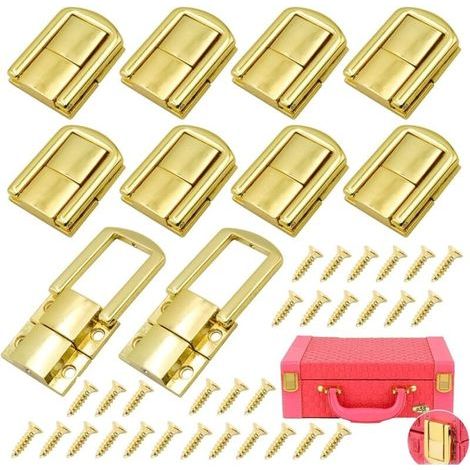 10 Pièces Fermeture de Malle MéTal Avec Vis Moraillon Serrure de Valise en Métal Fermeture Fermoir Toggle Loquet à Bascule Fermoir Boite Loquet à Bascule pour Boîte à Bijoux Coffret Bois, (1/5)