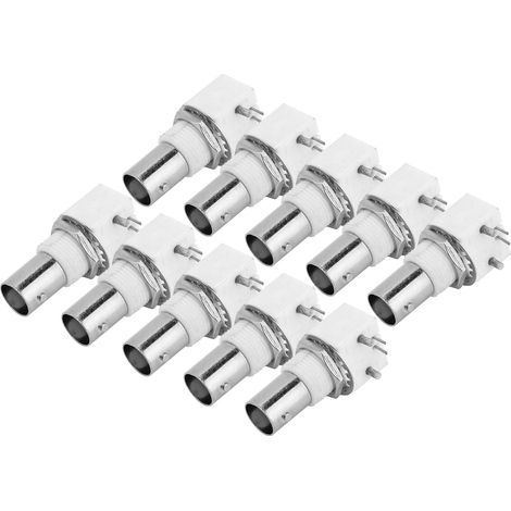 10 pièces connecteur BNC coudé 90° blanc pour circuit imprimé 2 pôles adaptateur Q9 vidéosurveillance CCTV (1/5)