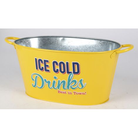 Zinkwanne Ice Cold Getränkekühler Getränkewanne Pflanzgefäß Blumenkübel Deko - gelb