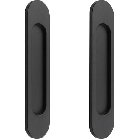 (Noir) Lot de 2 poignées de porte coulissante ovales autocollantes pour portes coulissantes de grange, fenêtres, armoires (1/4)