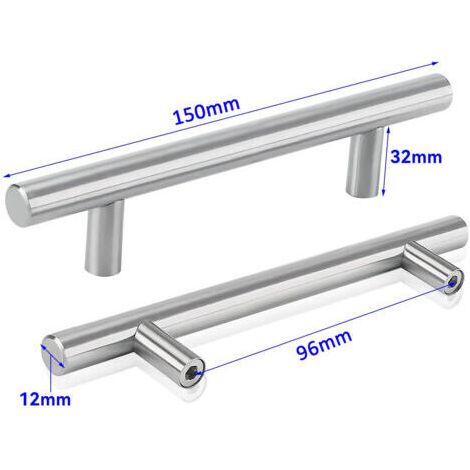 NALOOKAMIC  10 Poignées de Cuisine Argent, Poignées D'armoire Creuses Brossées, Poignées de Porte en Acier Inoxydable, avec Vis, Distance de Perçage 96 mm, pour Armoire Tiroir Armoire Porte D'armoire