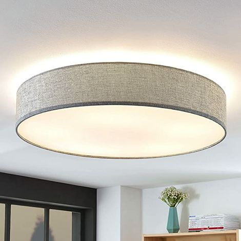 [NEUWERTIG] B-Ware Lindby Deckenlampe Gordana Aus Grauem Leinen, 76 Cm Leuchte Lampe Ip20 E27 A++