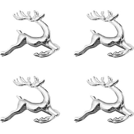 Lot de 4 ronds de serviette en forme d'élan, décorations de Noël élégantes et originales pour vos fêtes.-66cm-Silver