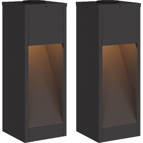 Ensemble de deux lampes solaires LED pour allée, noires, en acier laminé à froid (1/5)