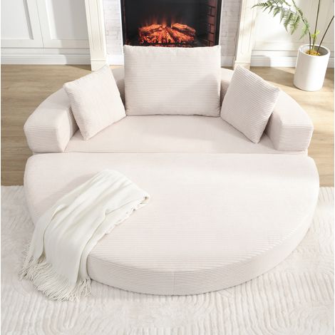 Canapé-lit pliable 173x176 cm beige clair en mousse avec 3 coussins (1/5)