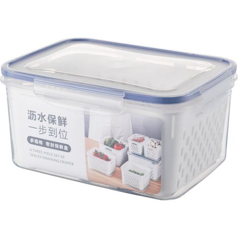 Boîte De Rangement Alimentaire - Couvercle Étanche En Plastique Transparent - Pour Fruits Légumes Viandes Et Aliments Secs - 3 Pièces (850 ml 1750 ml 3300 ml) (1/5)
