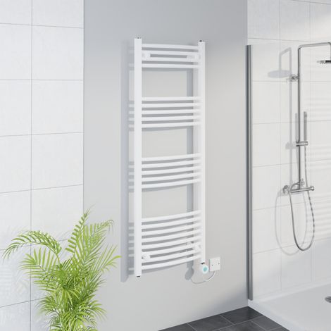 WiFi Thermostatic Curved Towel Rail Timer White 1400x500mm