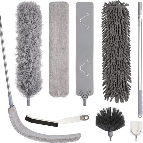 Staubwedel Teleskop 213cm Mikrofaser Spinnenweben 7 Stück Grau 7pcs (1/5)