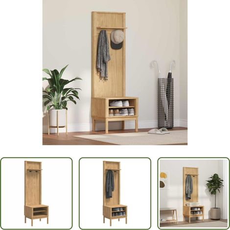 Rangement couloir -  Meuble de couloir FLORO Cire marron 50 x 40 x 158 cm (1/5)