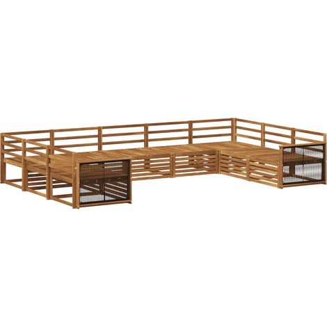 Set di divani da esterno 9 pz Naturale Legno di Acacia Massello vidaXL (1/5)
