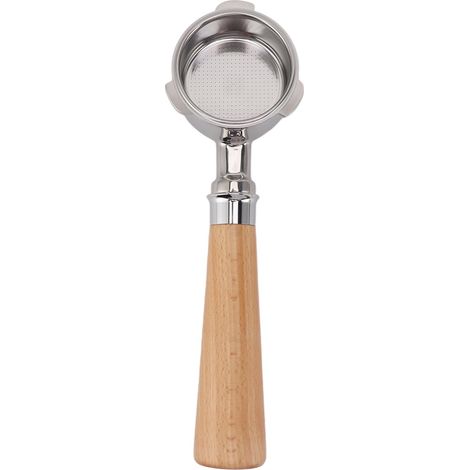 Portafilter 51mm Sans Fond pour Machine à Café - Portafiltre 3 Tenons en Bois d'Hêtre A2 et Support Inox (1/5)