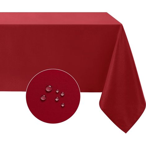 Nappe rectangulaire de Noël imperméable et antitache, idéale pour la salle à manger, les fêtes et les vacances (132178cm, rouge) (1/3)