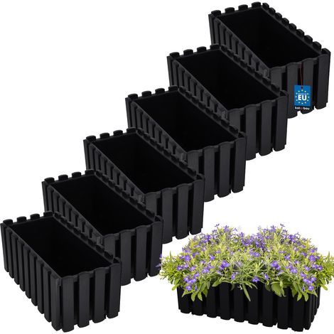 Pots de fleurs pour balcon, jardinière de terrasse, gris rustique, 40 cm, lot de 6 (1/5)