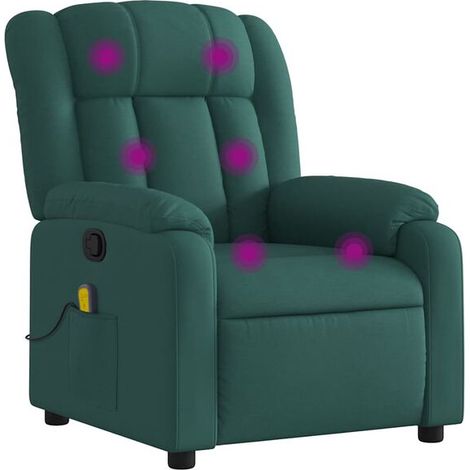 Chaise longue de massage en tissu, dossier inclinable et réglable, couleur vert foncé, idéale pour détente, spa et soins à domicile (1/5)