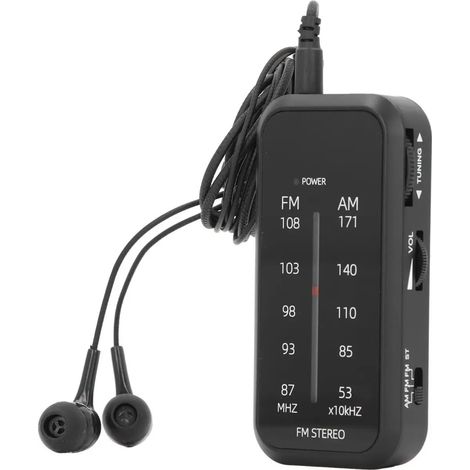 Mini AM FM portable double bande radio de poche clip noir (1/5)