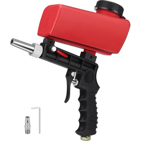 Tragbarer pneumatischer Sandstrahler, professionelle Sandstrahlpistole, pneumatischer Sandstrahler, Sandstrahler zum Entfernen von Farbsplittern und Rost (rot) (1/4)