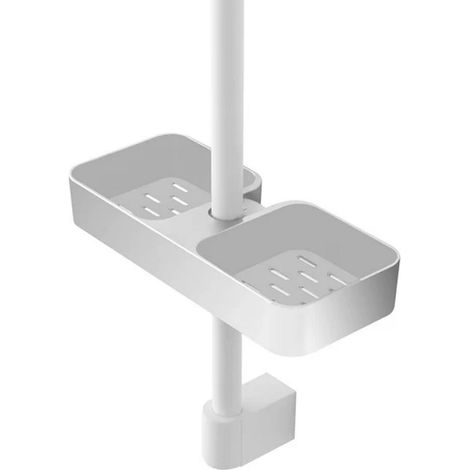 Mensola doccia universale in abs Bianco rinforzato per asta saliscendi da 18-22-25mm - 25x11x4cm (1/3)