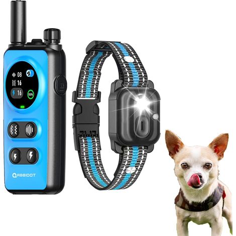Collier de Dressage pour Chien - 4 Modes de Dressage, Bip, Vibration, Choc, 10% Choc Renforcé, Veilleuse, étanche Rechargeable Collier Electrique pour Petits et Grands Chiens, Clip de Poche (1/3)