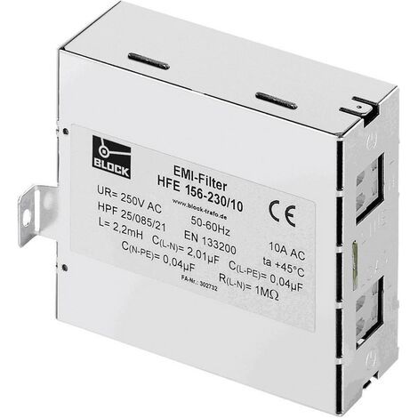 Filtre d'antiparasitage BLOCK HFE 156-230/6 250 V/AC 6 A (l x H) 40 mm x 85 mm 1 pc(s) S27521 (1/2)