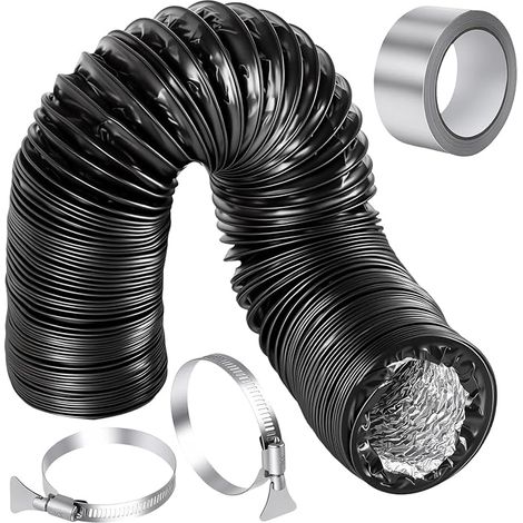 Flexible Exhaust Pipe 80 mm VMC Pipe Aluminium Ventilation Sheath Ventilation Pipe PVC Aluminium Ventilation Sheath with 2 Hose Clamps (1/5)