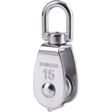 M15 Stainless Steel 304 Single Wheel Swivel Pulley Block Lifting Rope (1/3)
