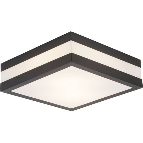 Brilliant – Plafonnier extérieur E27 22W IP44 anthracite – 2 ampoules réglables – Acier inoxydable et plastique – Pour terrasse et coin salon (1/5)