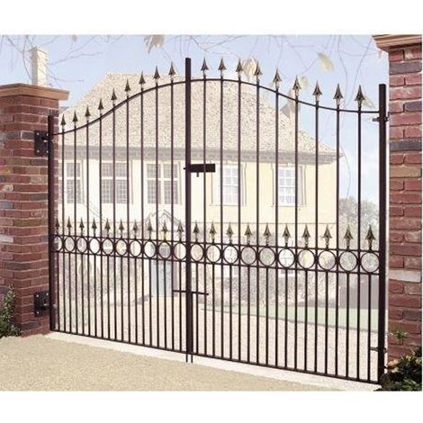 Balmoral Premium Range Spear Top Tall Bow Top Double Gate - Solid Steel - Fits Gap of 2743 mm x 2082 mm High - Primed