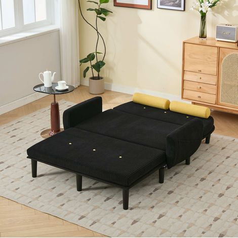Canapé salon convertible réglable noir avec coussins OKMYHOME (1/5)
