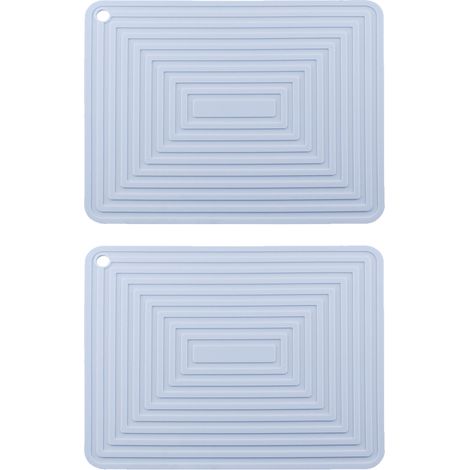 Dessous de plat en silicone pour plats chauds/manique résistante à la chaleur, antidérapant, épais et flexible, pour table de cuisine (bleu clair)