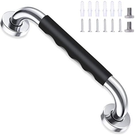 Barre d'appui antidérapante en acier inoxydable pour baignoire, fixation murale, pour salle de bain, toilettes, pour enfants et personnes âgées, 30 cm, noire (1/4)