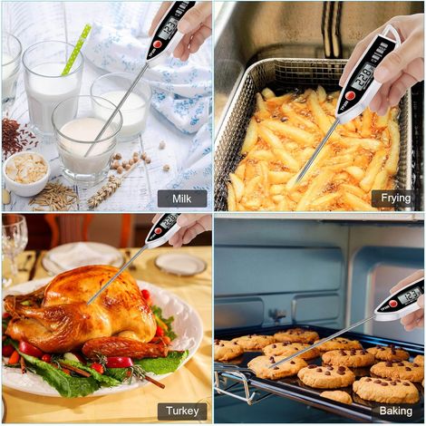 Lebensmittelthermometer für Fleisch, digitales Kochthermometer für Süßigkeiten, Küchenthermometer zum Kochen, Sofortanzeige für Grill, Öl, Milch, Badewasser, Braten, Kerzentemperatur