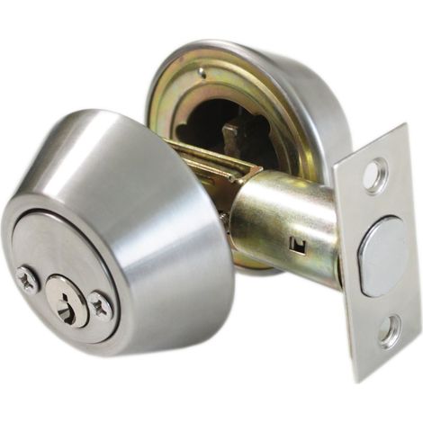 Serrure à pêne dormant à double cylindre – réglable dans les deux sens, idéale pour les portes extérieures et intérieures – 1 pièce, 1 clé