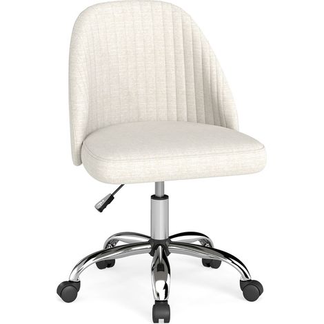 Silla de oficina giratoria ajustable 60 x 60 x 74-83 cm acolchado confort ahorra espacio diseño minimalista en tela beige 200015915