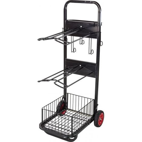 Dema – Chariot porte-selles pour 2 selles – Tube métallique 25x25mm – Charge max 20kg – Dimensions 550x290mm – Roues caoutchouc 180mm
