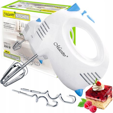 Potente frullatore a immersione MAESTRO con robot da cucina a 5 velocità + 4 accessori turbo da 300 W
