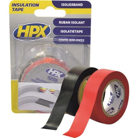 ROULEAUX DE RUBAN ADHÉSIF ISOLANT NOIR ET ROUGE X2 19MM X 10M HPX