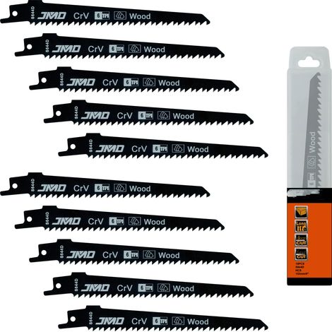 Ensemble de 10 lames de scie alternative S644D pour bois de construction, 6 TPI, lame de scie alternative pour bois, lame de scie à bois de 152 mm, compatible avec Bosch, Dewalt, Makita, etc.