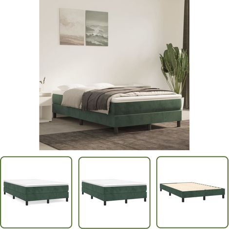 The Living Store Cadre de lit sans matelas vert foncé 120x200 cm velours - Cadre De Lit - Lit Double - Lit Velours - Lit Vert - Meuble Chambre (1/5)