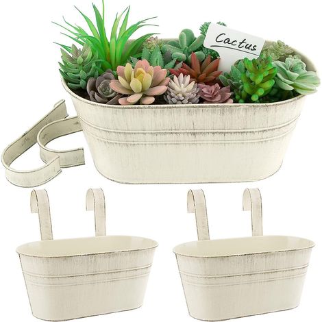 2pcs Pots De Fleurs Suspendre Rtro Mtal Avec Double Crochet Pot Plante Supendu Sans Trou De Drainage Vintage Pour Dcoration Jardin Balcon Terrass (1/5)