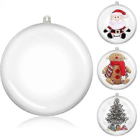 Boules transparentes, lot de 10 décorations de Noël pour sapin, boules en plastique transparent à remplir, boules de Noël transparentes vides (1/5)