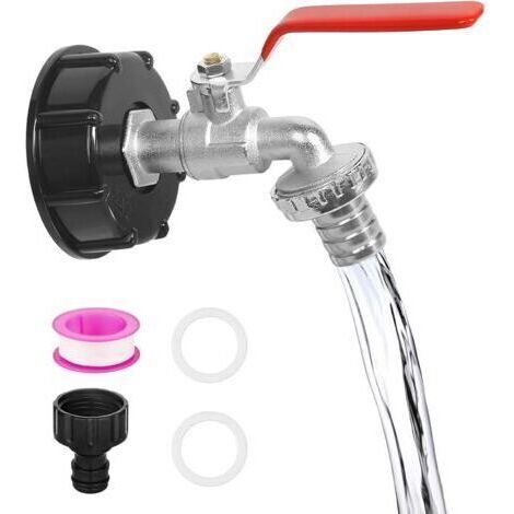 Vanne de vidange IBC 1/2 pouce pour réservoir d'eau de 1000 L raccord de tuyau d'arrosage 3/4 pouce accessoires pour réservoir d'eau IBC. (1/5)
