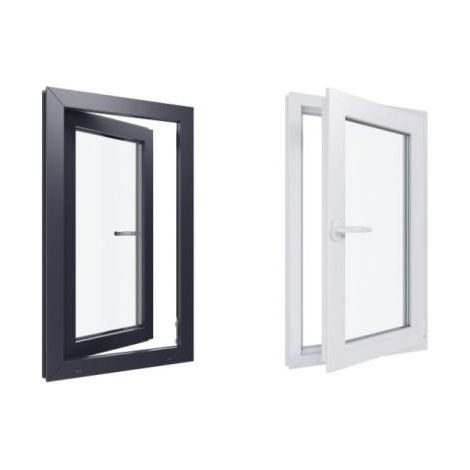 Finestra in PVC - Triplo vetro - Bicolore - Bianco e grigio - 600 mmx1000 mm cm